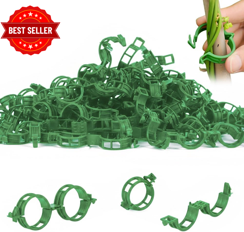 Plant Support Clips, Reusable Garden Clips for Securing Plants (50, Green)