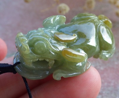 Certified Yellow Natural A Jade jadeite pendant Dragon Pi Xiu Ruyi 招财貔貅 109401