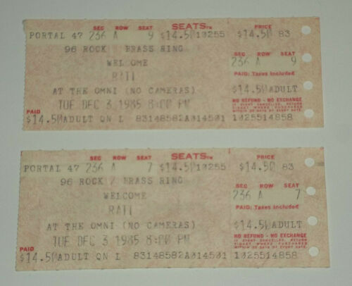 Ratt/Bon Jovi @ The Omni, Atlanta GA Concert Ticket Stubs Dec. 3, 1985