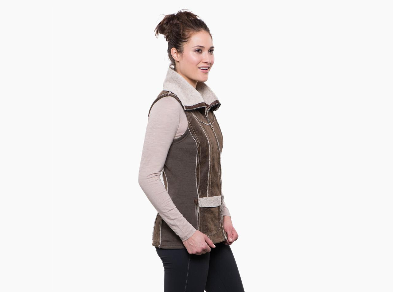 Pre-owned Kuhl Women's Dani Sherpa Fleece Lined Vest Oak - With Original Tags In Brown