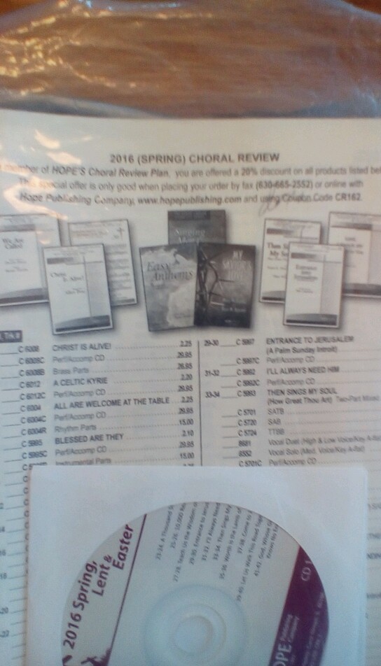 HOPE PUBLISHING CHORAL PACKETS,SPRING&FALL 2016;'17,'18;190 NEW ANTHEMS,15 CD'S