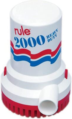 Rule 10, Bilge Pump, 2000 GPH, Non-Automatic, 12 Volt