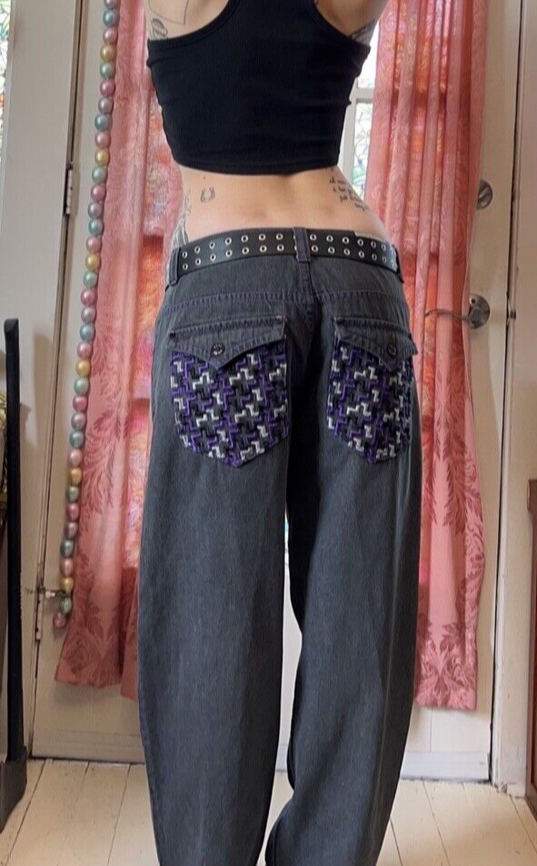 Y2K DMAX Wide Leg Low Rise Baggy Black Jeans Grunge Y2K DMAX Wide Leg Low Rise Baggy Black Jeans Grunge