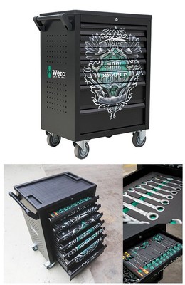 WERA Werkstattwagen Metall 124-teilig inkl Werkzeug schwarz Muster bis 480kg