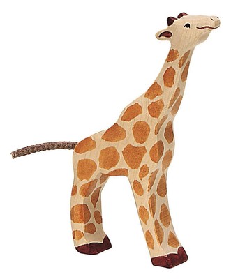 HOLZTIGER Giraffe klein fressend Holzspielzeug Holztiere Safari 
