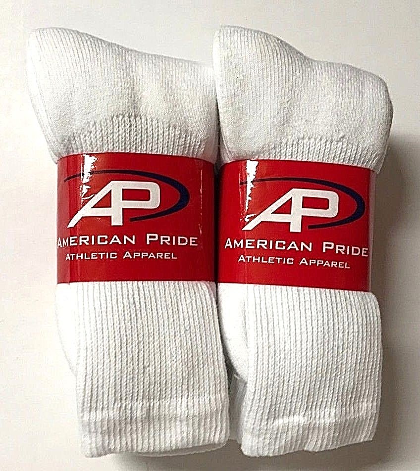 6/12 Pairs FOX RIVER White Soft Cushioned Work / Sport Crew Sock Size 9-11,New