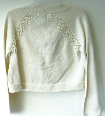 NWT Tea Collection Creme Pippa Pointelle Cardigan Sweater Girl's Sz XL / 12-14