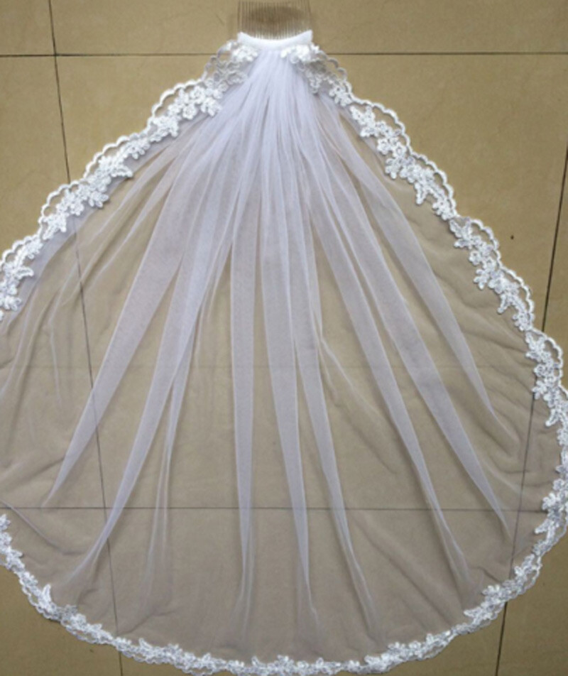 1T Soft Tulle white//ivory Wedding Veil Lace Fingertip Bridal Veil with Comb