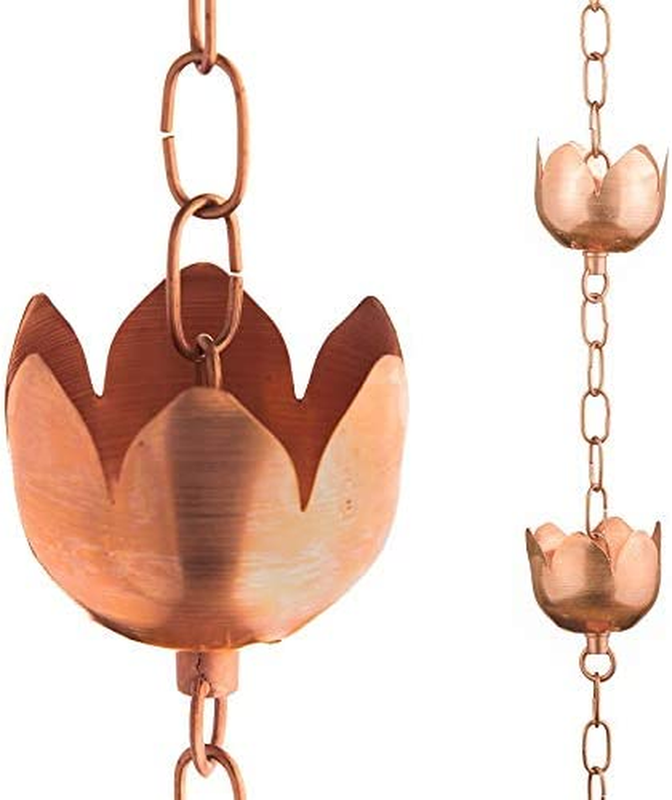 6.5Ft Long for Universal Fit Copper Rain Chain Decorative Chimes & Cups Gutter
