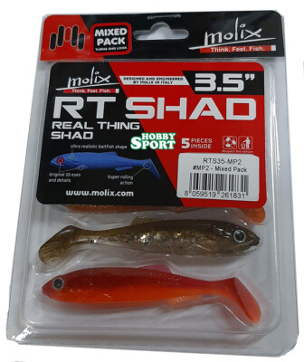 MOLIX RT SHAD 3,5"  MIXED PACK MP2 COLORI ASSORTITI  5 PZ SPINNING BLACK BASS