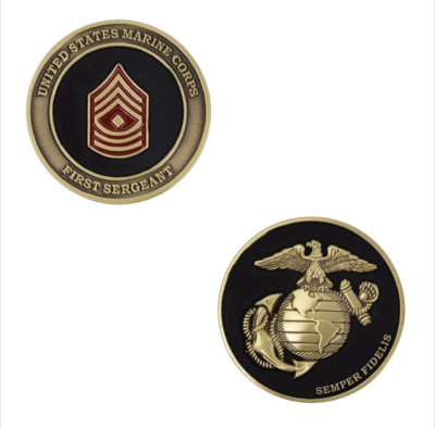 GENUINE U.S. MARINE CORPS COIN: FIRST SERGEANT 1.75''