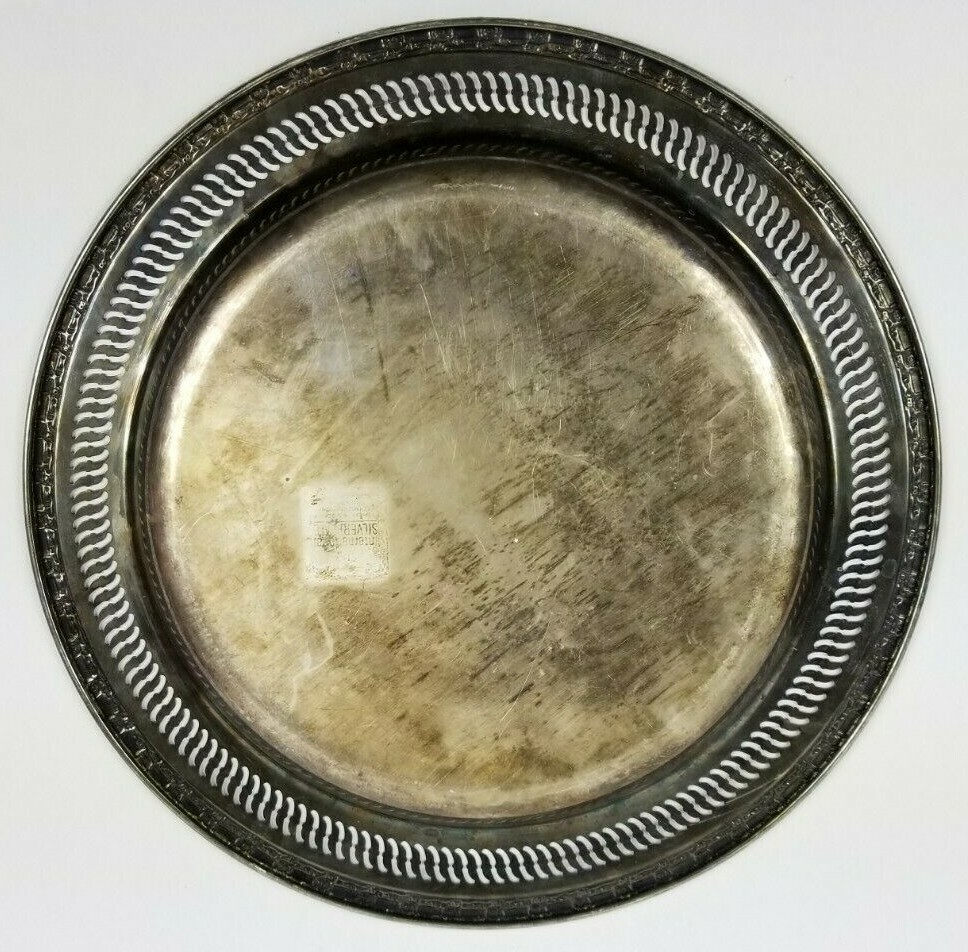 Antique Charger International Silver Large Round Plate Platter 11.5