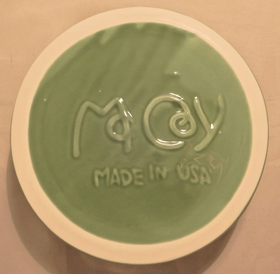 McCoy Heavy Ceramic Glazed Green Dog Bowl 