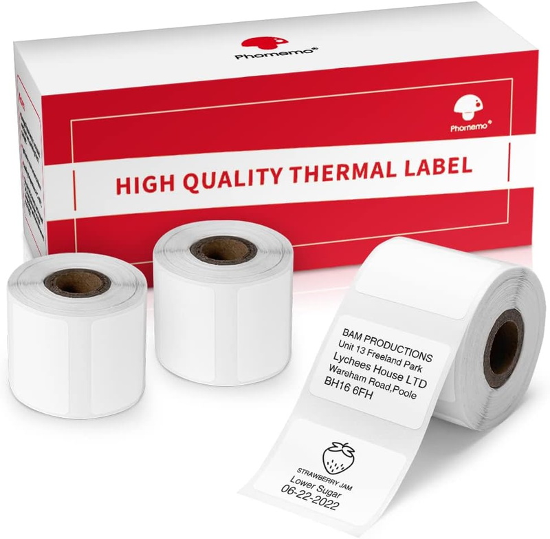 3 Rolls Thermal Sticker Barcode Label Paper,  Multi-Purpose Self-Adhesive Tag fo