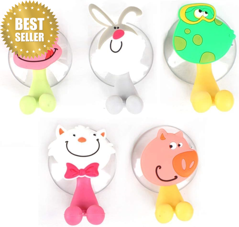 5 PCS Wall Mounted Duty Suction Cup Toothbrush Holder Hooks Set for Mounting on