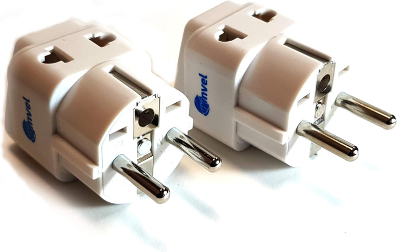 , Travel Adapter 2 Pack European Power Adapter Schuko Plug A