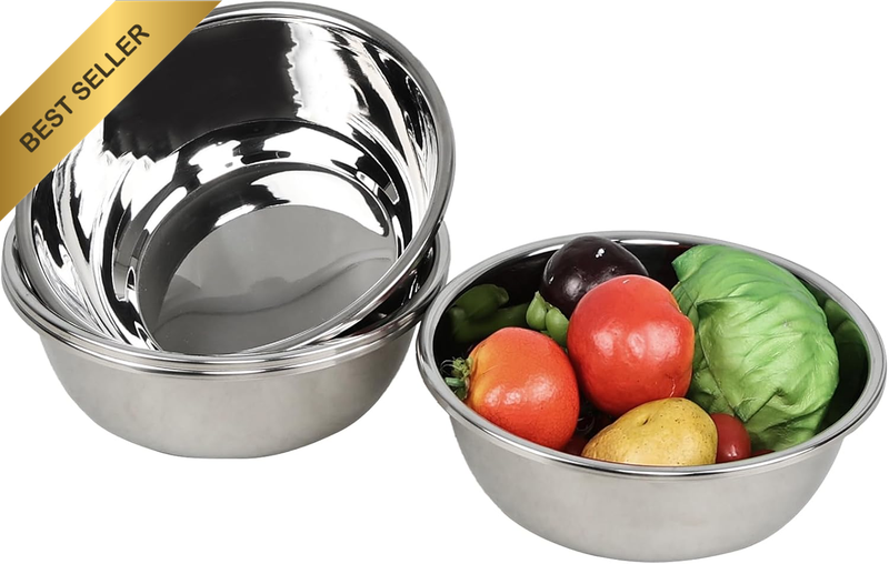 4 Pack Stailess Steel Mixing Bowls, 2 Quart Cooking Food Prep Bowls