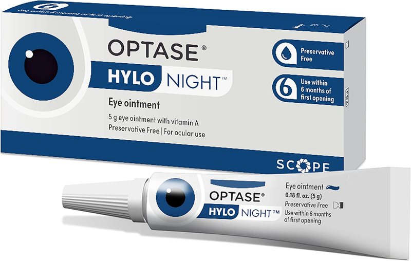 Optase Hylo Night Dry Eye Ointment - Nighttime Eye Gel for Dry Eyes - Preservati