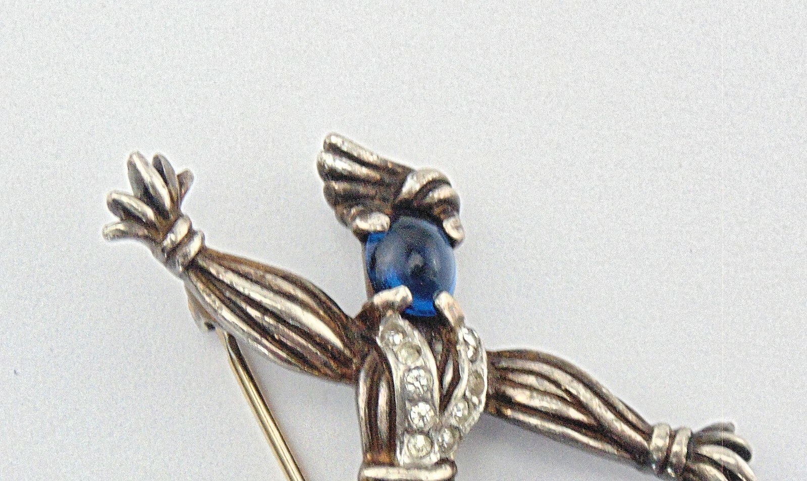 Vintage Signed Trifari Sterling Silver Rhinestone Rintintin Rag Doll Pin Brooch