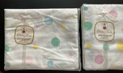 SPRINGMAID Combed Percale Pastel Polka Dots Double Bed Sheet & 4 Pillowcases