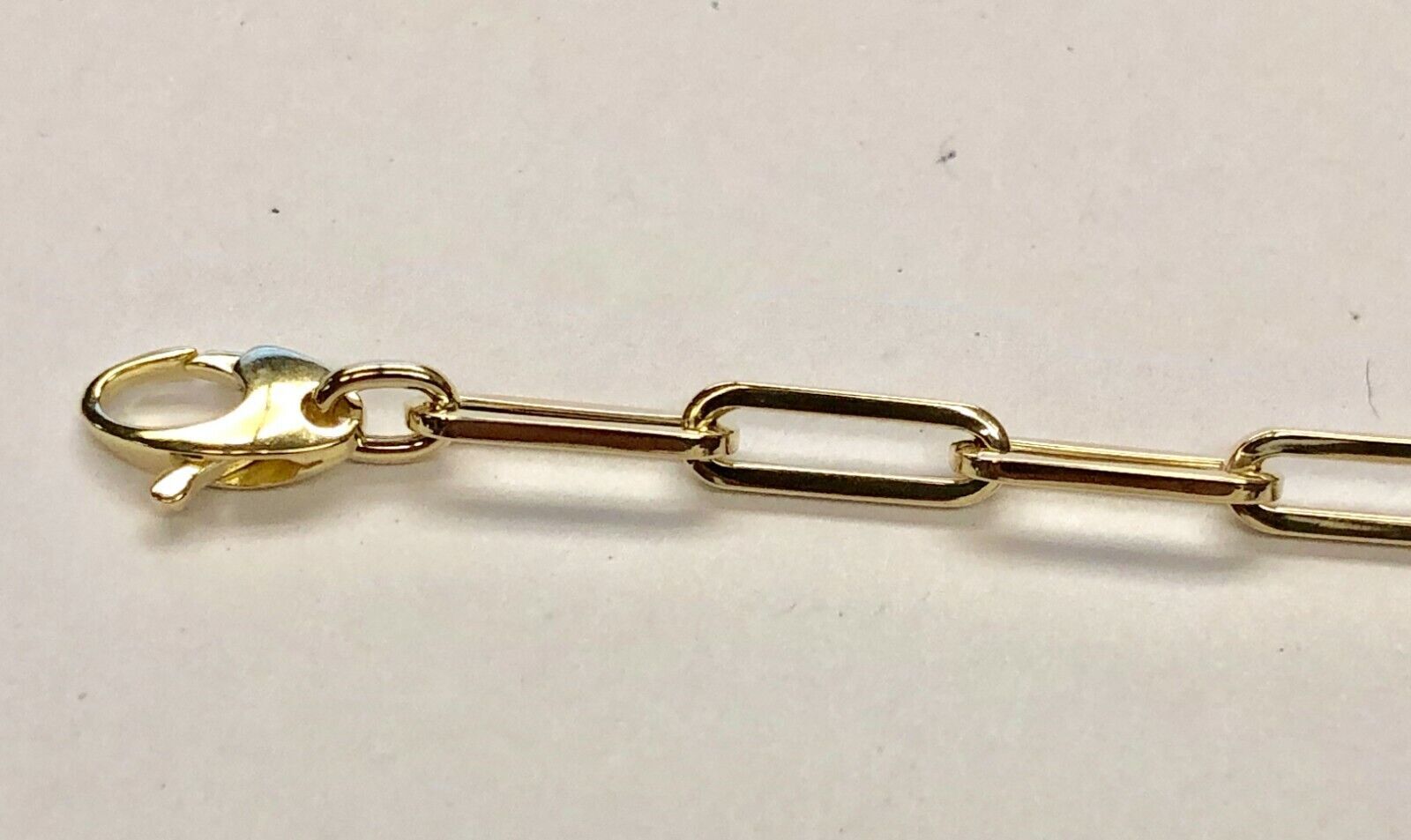 Pre-owned Link 14kt Yellow Gold Lite Paperclip Cable  Chain Bracelet 7.5" 2.5 Grams 4.2mm In No Stone