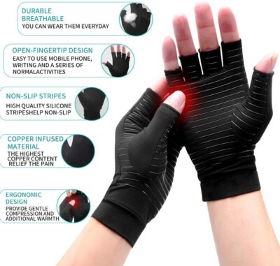 Copper Arthritis Compression Gloves Hand Support Joint Pain Relief USA 1 Pair