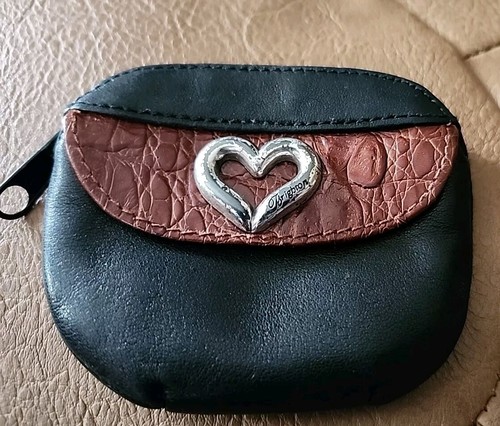 BRIGHTON Mini Heart Croc Embossed Leather Coin Change Purse