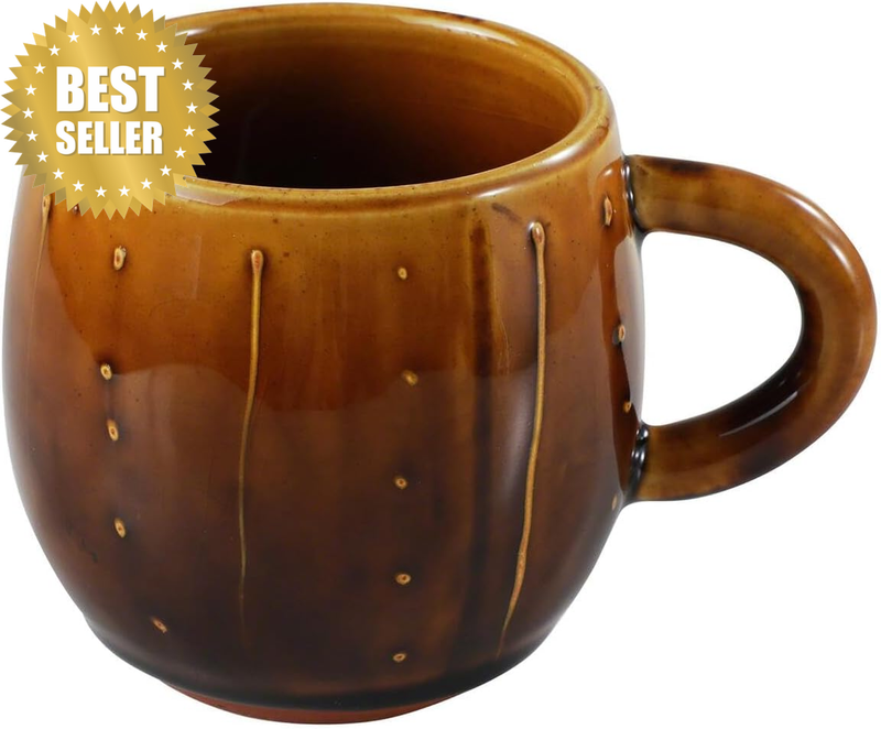 Ceramic Coffee Pour over Maker Set in Caramel, Slow Brewing Paper Filter Holder