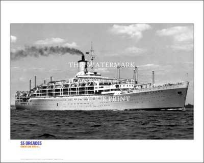 SS Orcades Orient Line Ship Art Print   Aerial At Sea 1960s   20'' x 16'' Poster