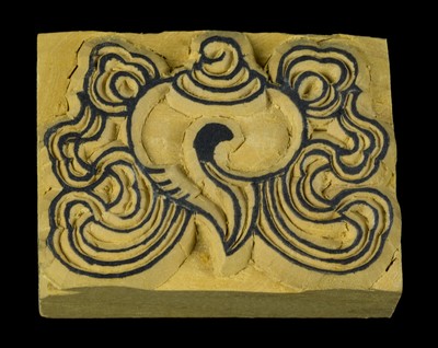 Block Print Stamp Pad Symbol Buddhist Conch Scrapbooking Wood #7563