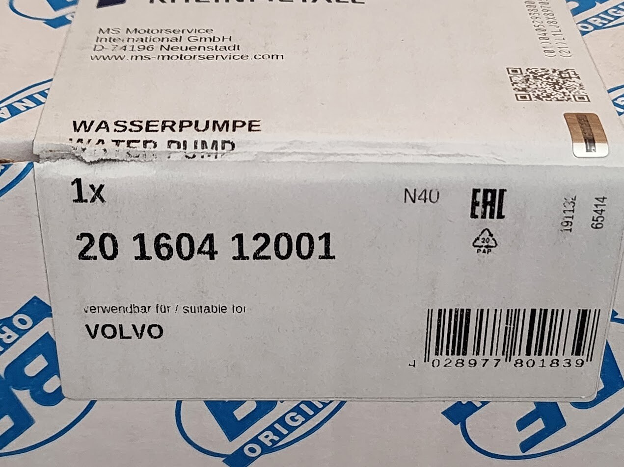 Genuine OEM VOLVO D12 engine water pump 85000786 20734268 BF
