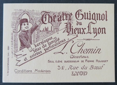 Carte de visite THEATRE GUIGNOL DU VIEUX LYON Rue du Bœuf visit card d'occasion  Nantes