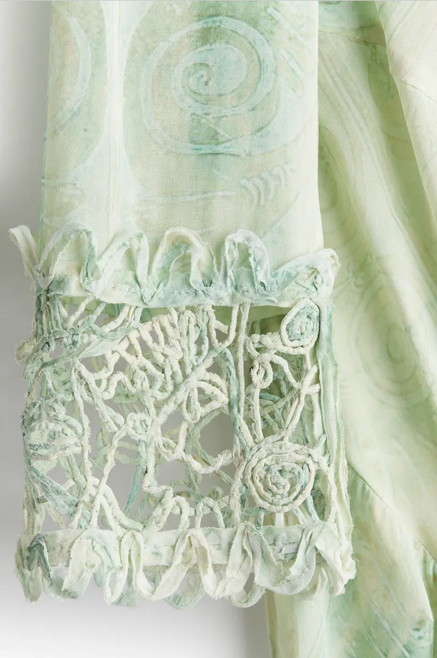 Pre-owned H&m Studio Collection Embellished Patterned Dress (mint Green/patterned)