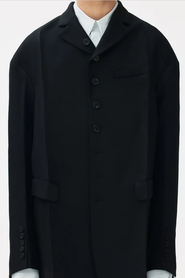 Pre-owned H&m Rokh Button-detail Wool Blazer For Men (black) Fast Ship