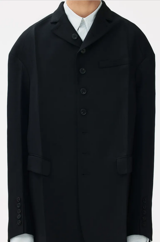 Pre-owned H&m Rokh Button-detail Wool Blazer For Men (black)