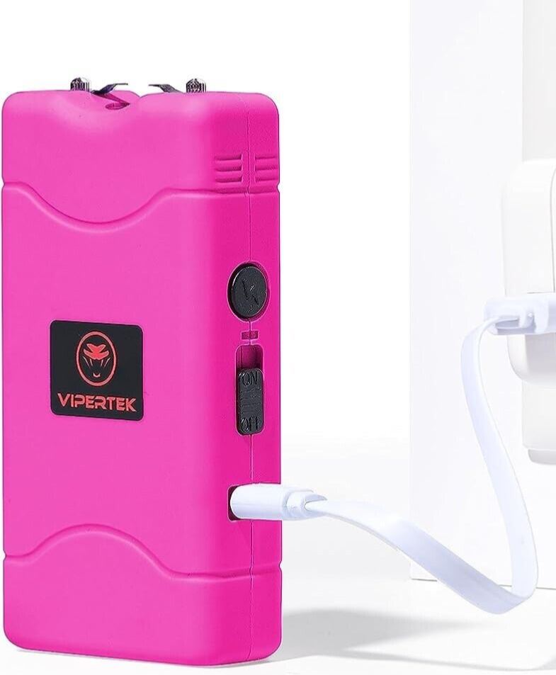 VIPERTEK Mini Stun Gun Self Defense 350 BV Rechargeable Battery + Pepper Spray