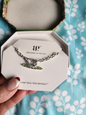 Bomb Party She s An Edgy Boss Necklace August 2024  RBP8025 Peridot Rhodium
