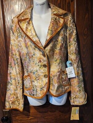 NORDSTROM Classiques Entier colorful golden brocade jacket blazer NWT L XL 4A