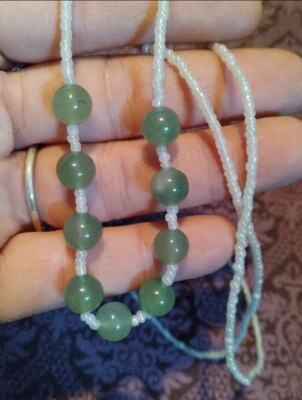 Aventurine Pearl Gemstone & Arora Bead Necklace