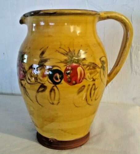  T Comme Terre Mustard Yellow French Country Pottery Pitcher Made In France 