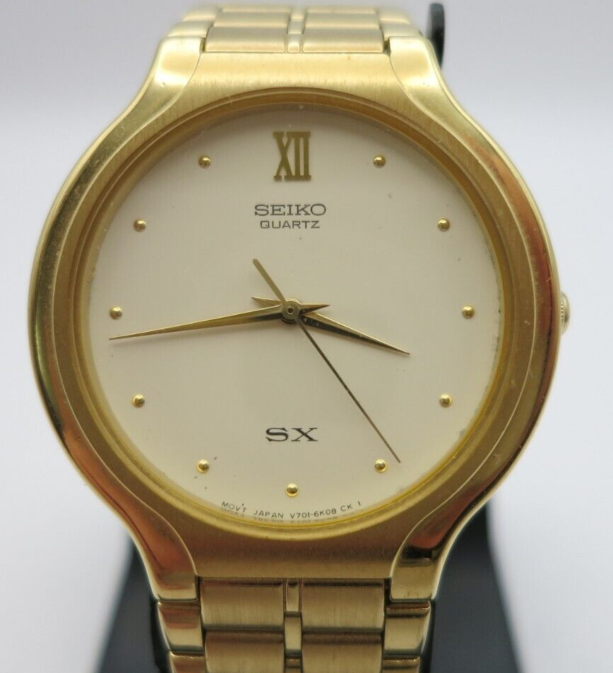 砂金　gold Seiko SX Gold-Tone Quartz Watch - V701-6K08 / V701-6K00