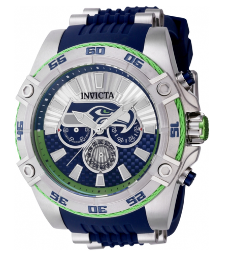 Pre-owned Invicta Nfl Seattle Seahawks Men's 52mm Carbon Fiber Chronograph Watch 41991