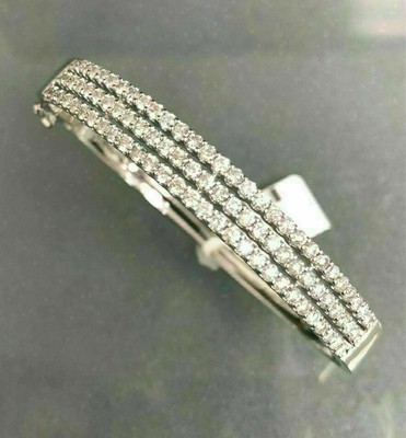 Round Lab-Created Diamond Women Valentine Tennis Bracelet 14K White Gold Plated