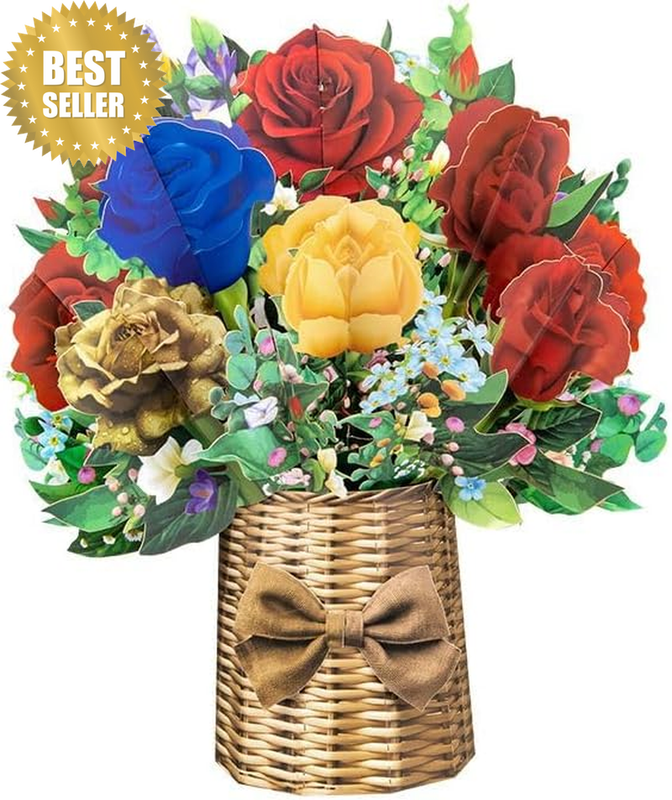 Wedding Anniversary 3D Pop up Card Love Greeting Flower Bouquet Decoration for G