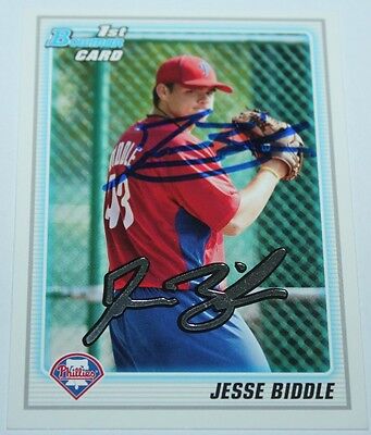 Jesse Biddle signed 2010 Bowman Draft Rookie card auto . rookie card picture