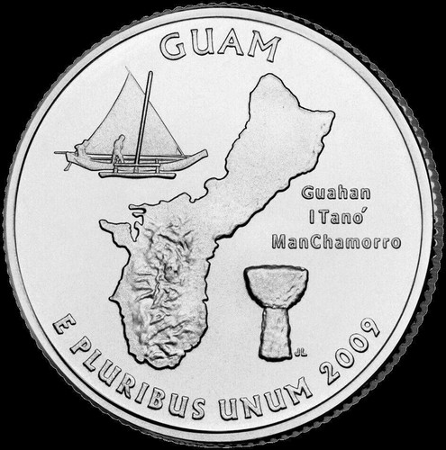 2009-P Guam Territorial Quarter "Beautiful" Yellow Coin Roll BU