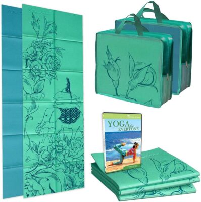 Folding Yoga Mat and Tote with Yoga DVD Yoga Mat Thickness 4mm Folded Size 29cm