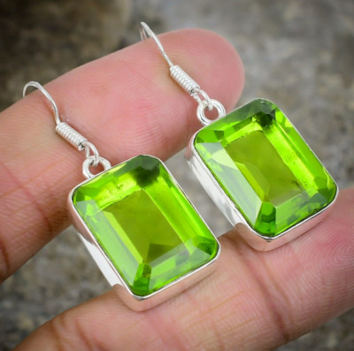 925 Sterling Silver Peridot Gemstone Earring Handmade Dangle Drop Earring MB97