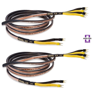 Analysis Plus Bi-Wire Black Oval 12 Bi-Wired Speaker Cable Stereo Pair 8 ft