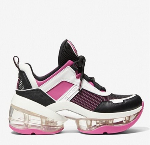 Pre-owned Michael Kors Women's Olympia Trainer Extreme Sneaker Shoes Cerise Multi. In Pink